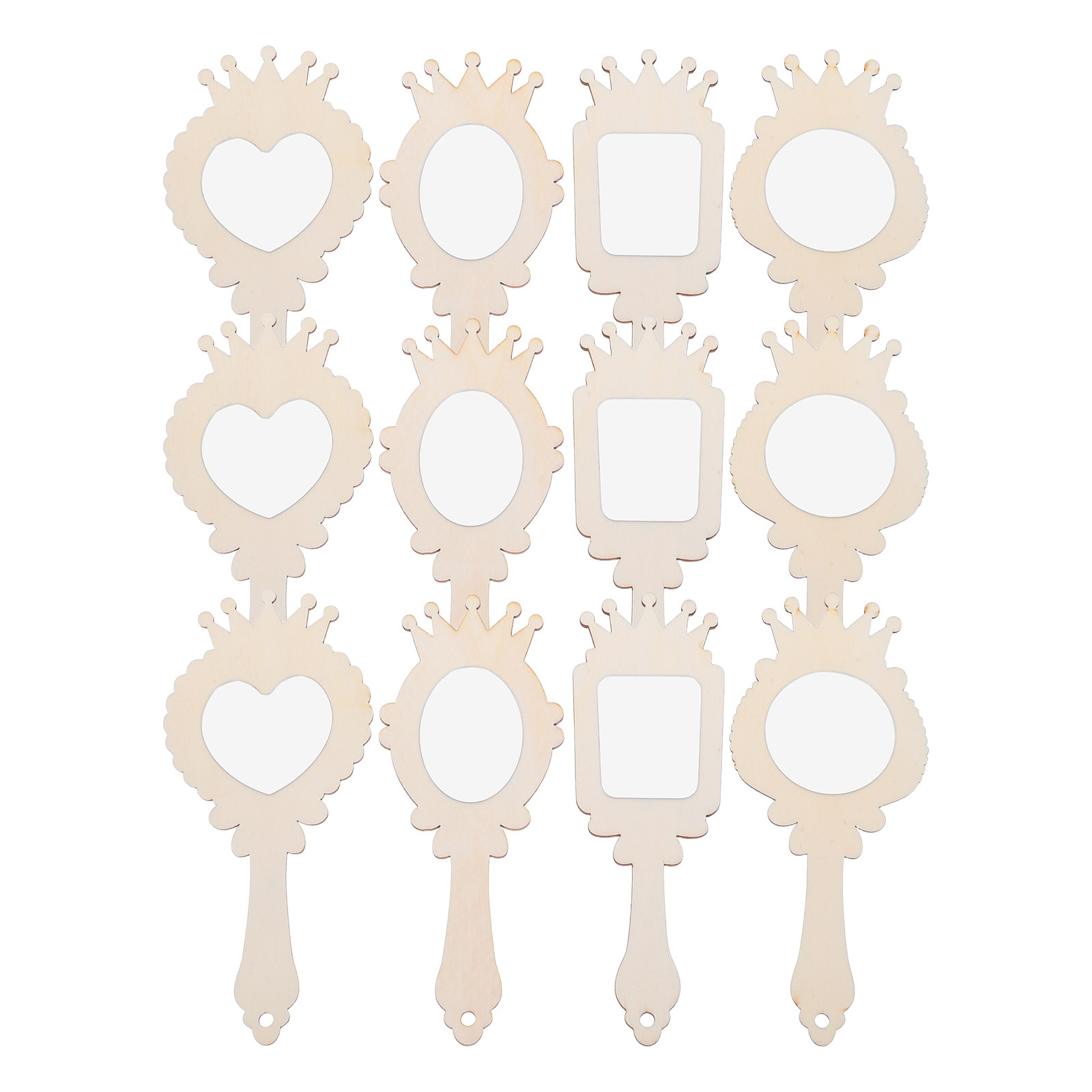 Art Craft Mirror - 12Pcs Blank Wooden Mirror Craft Kids