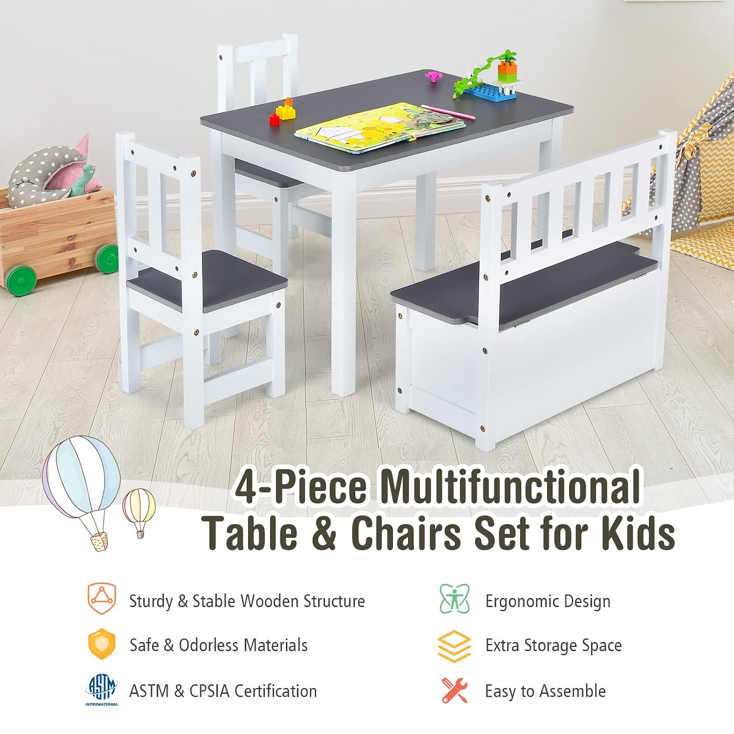 Wood Kids Table & Chair Set wi - Art Craft For Toddlers review and price