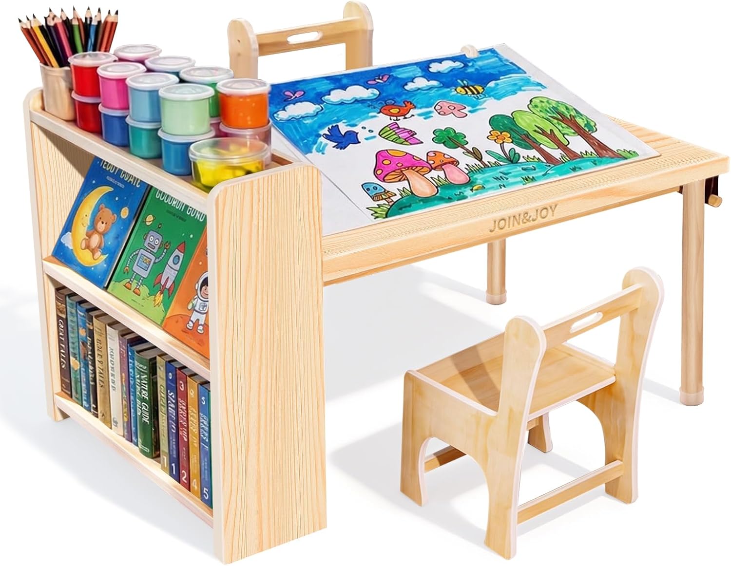 Kids Wooden Art Table 2 Chair  - Art Craft For Toddlers review and price