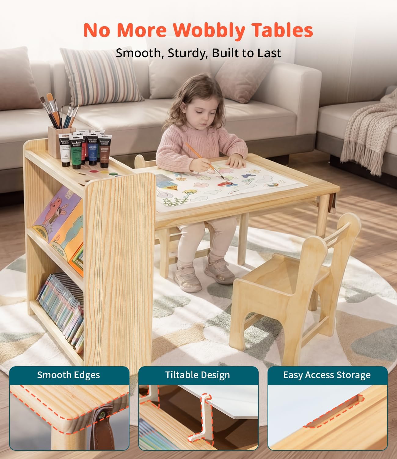 Kids Wooden Art Table 2 Chair  - Art Craft For Toddlers review and price
