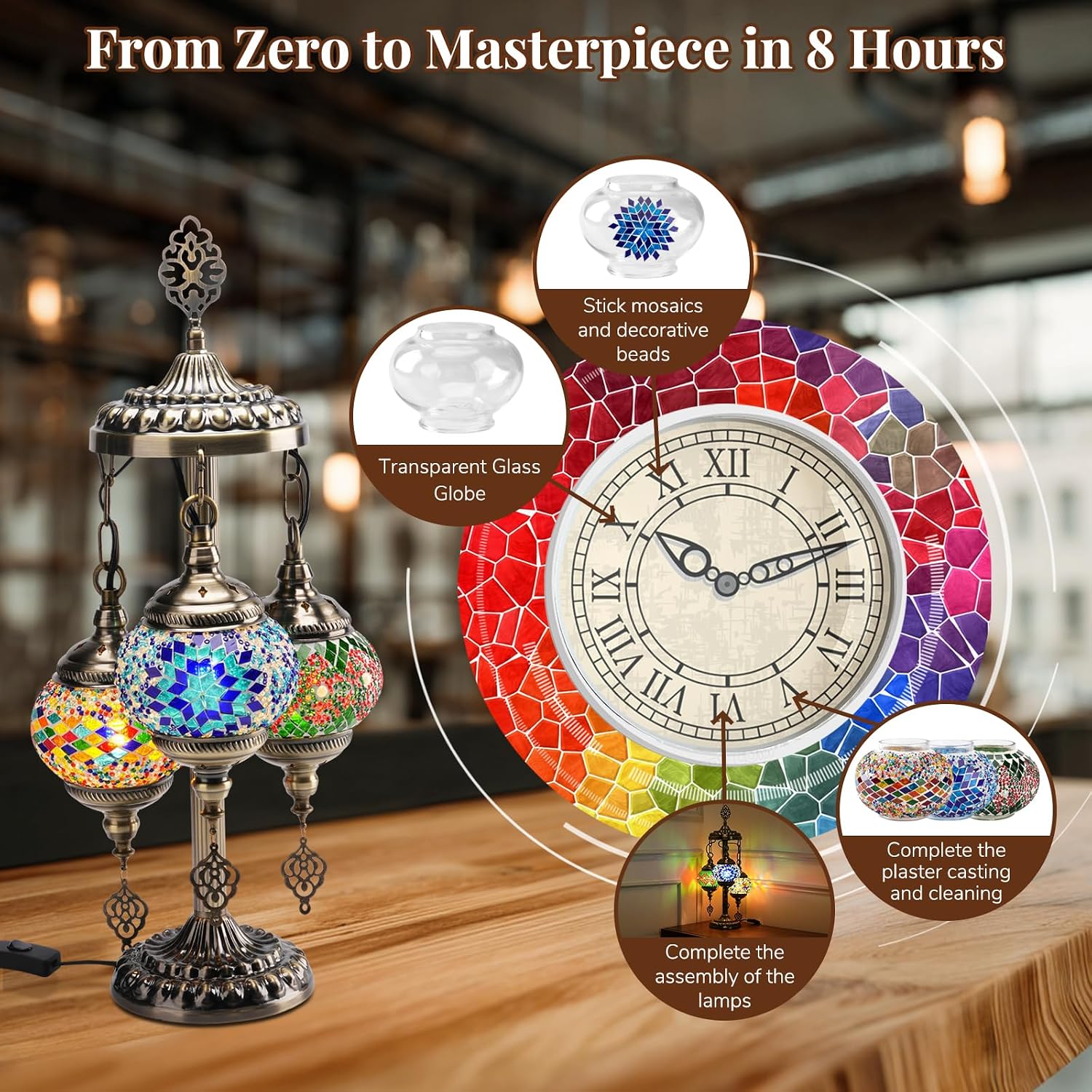 DIY 3 Globe Turkish Mosaic Lam - Art Craft Adult review and price