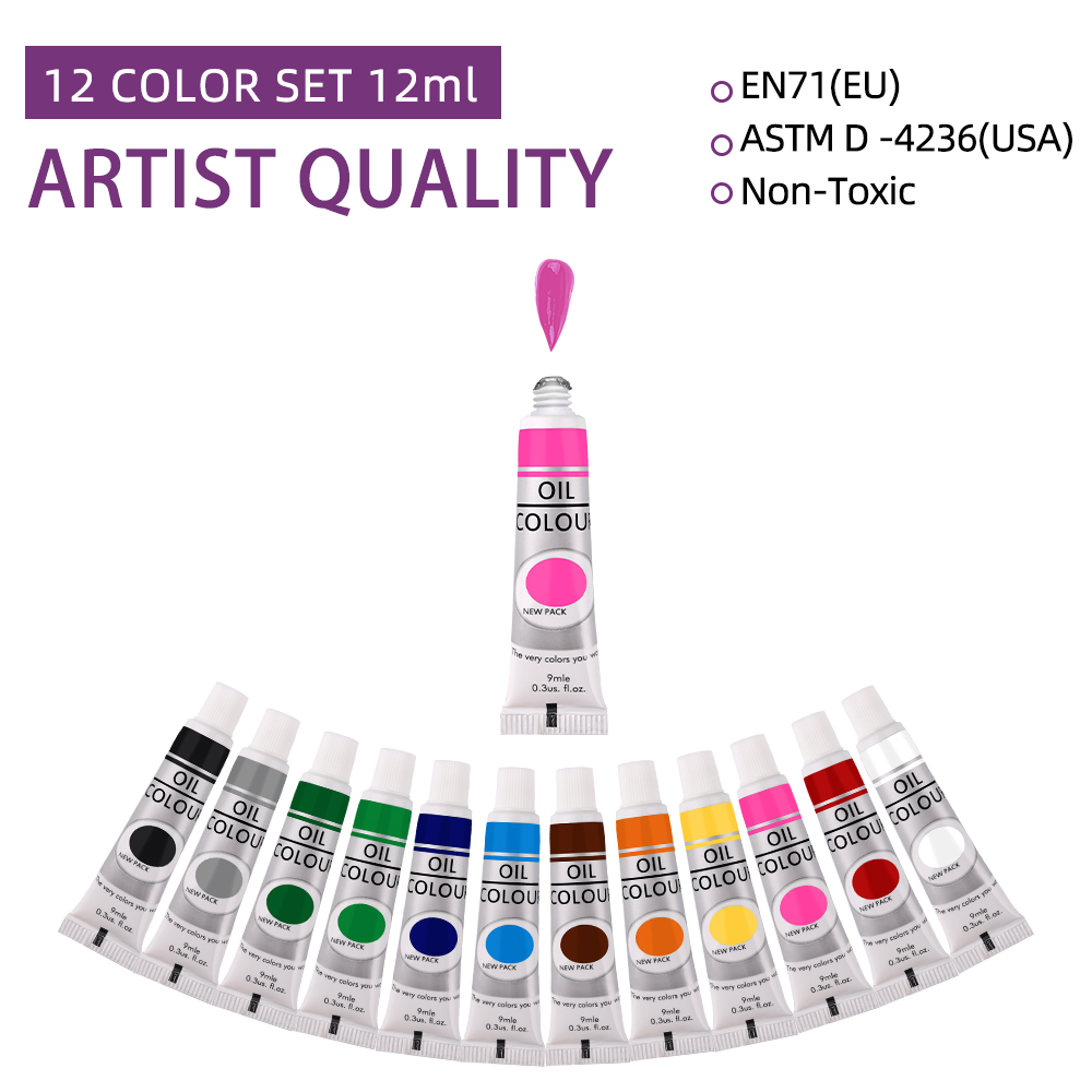 12 Color Oil Paints Set 9ml Tu - Art Craft 6 Year Old review and price
