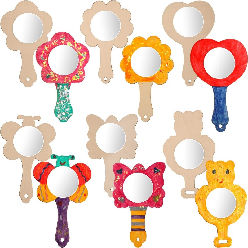 2pcs DIY Wooden Mirror Mini Wo - Art Craft Mirror review and price